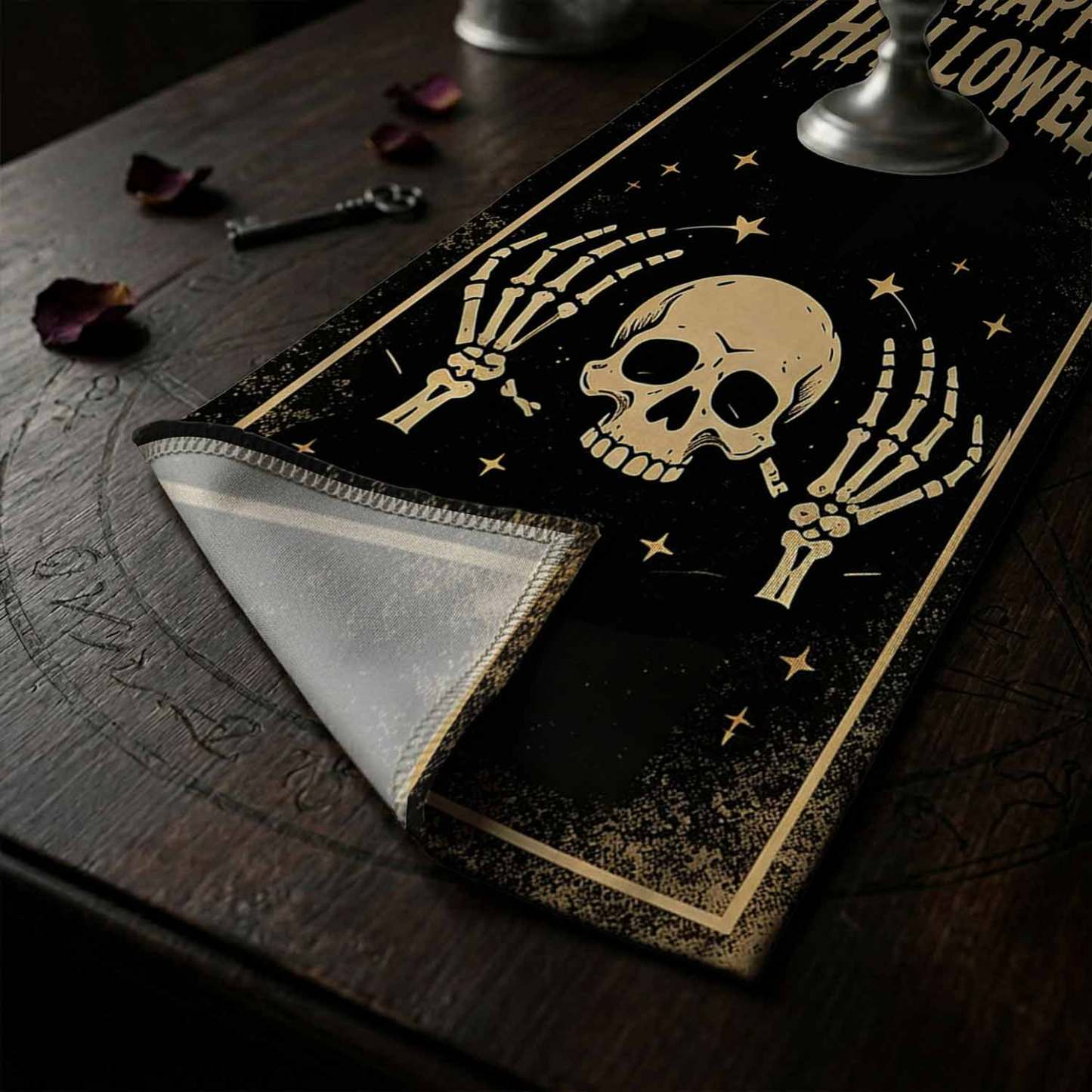 Happy Halloween Skull Table Runner