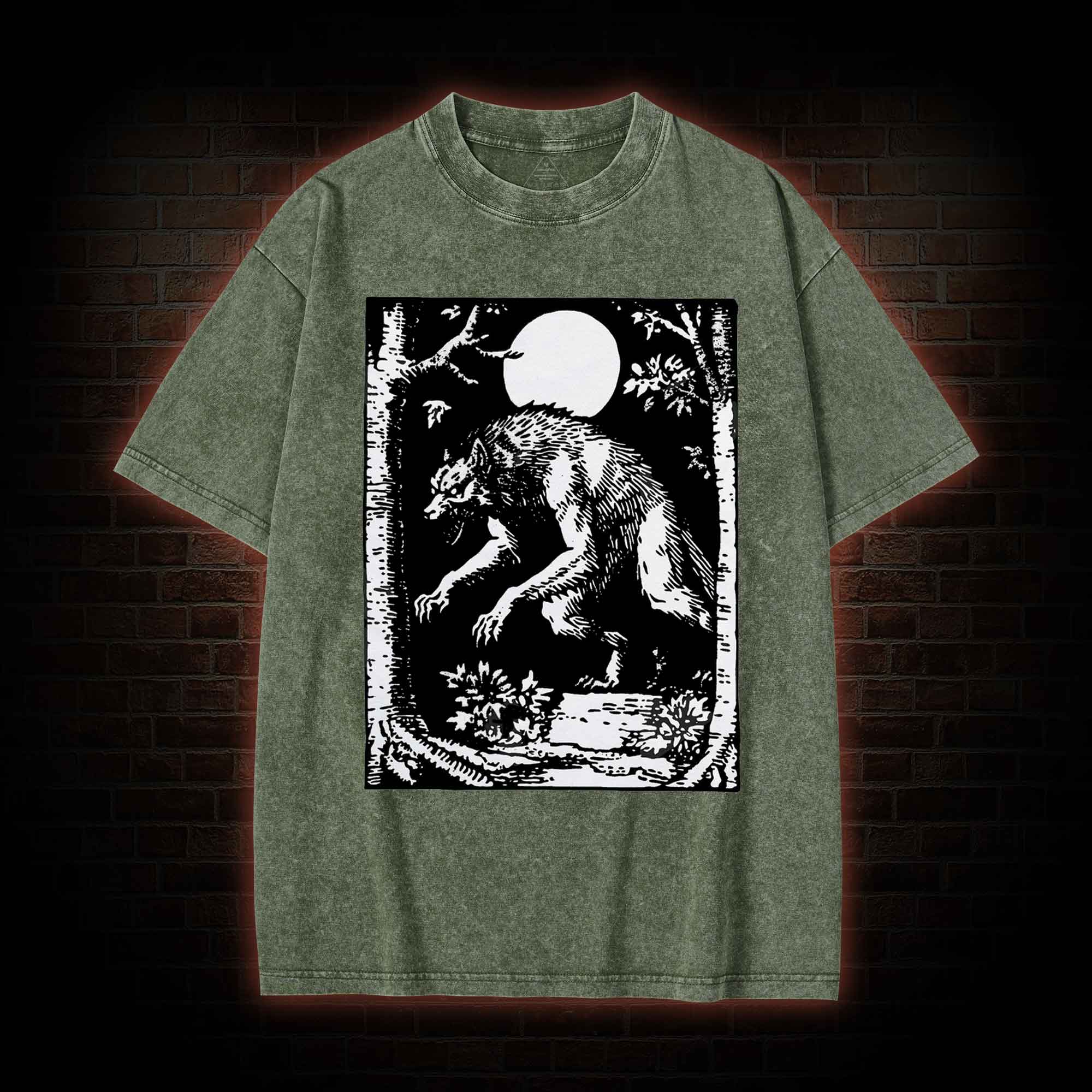 Werewolf Creepy Washed T-shirt