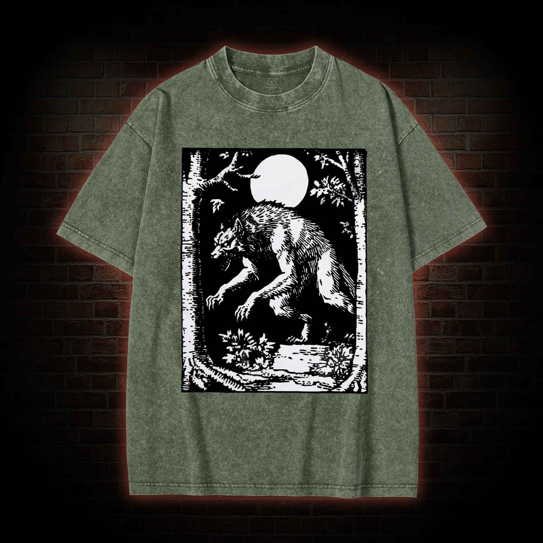 Werewolf Creepy Washed T-shirt