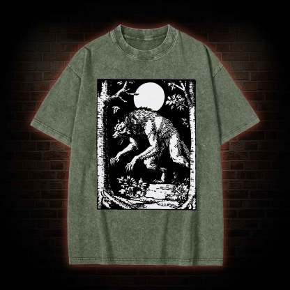 Werewolf Creepy Washed T-shirt