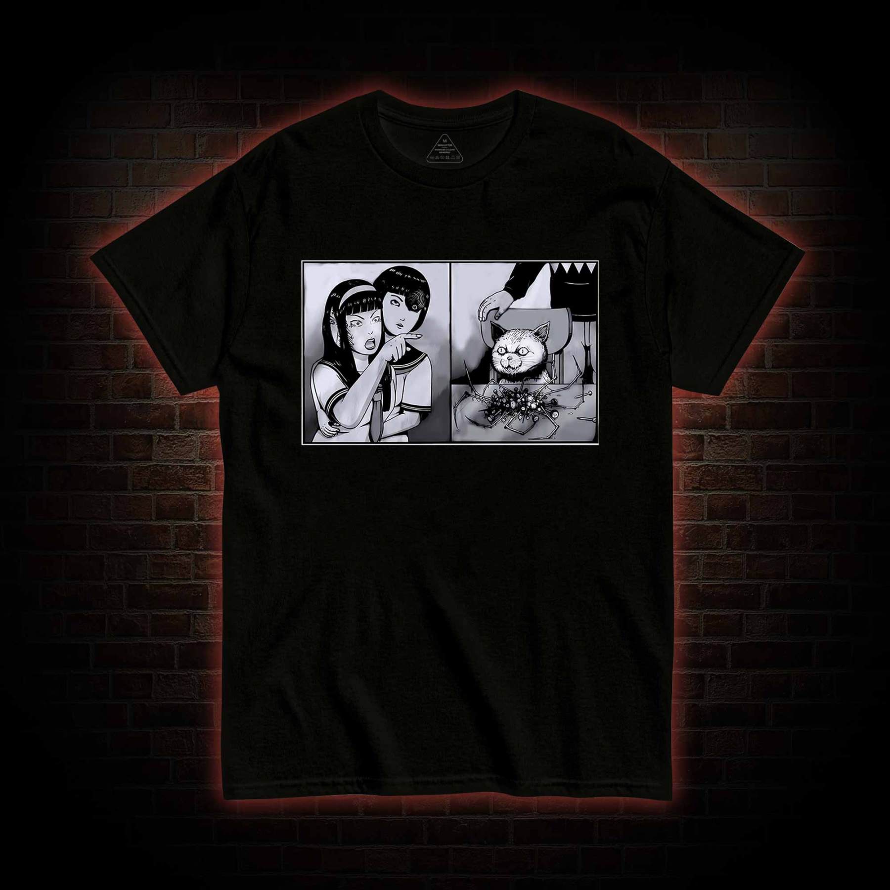 Girl Yelling at a Creepy Cat T-shirt