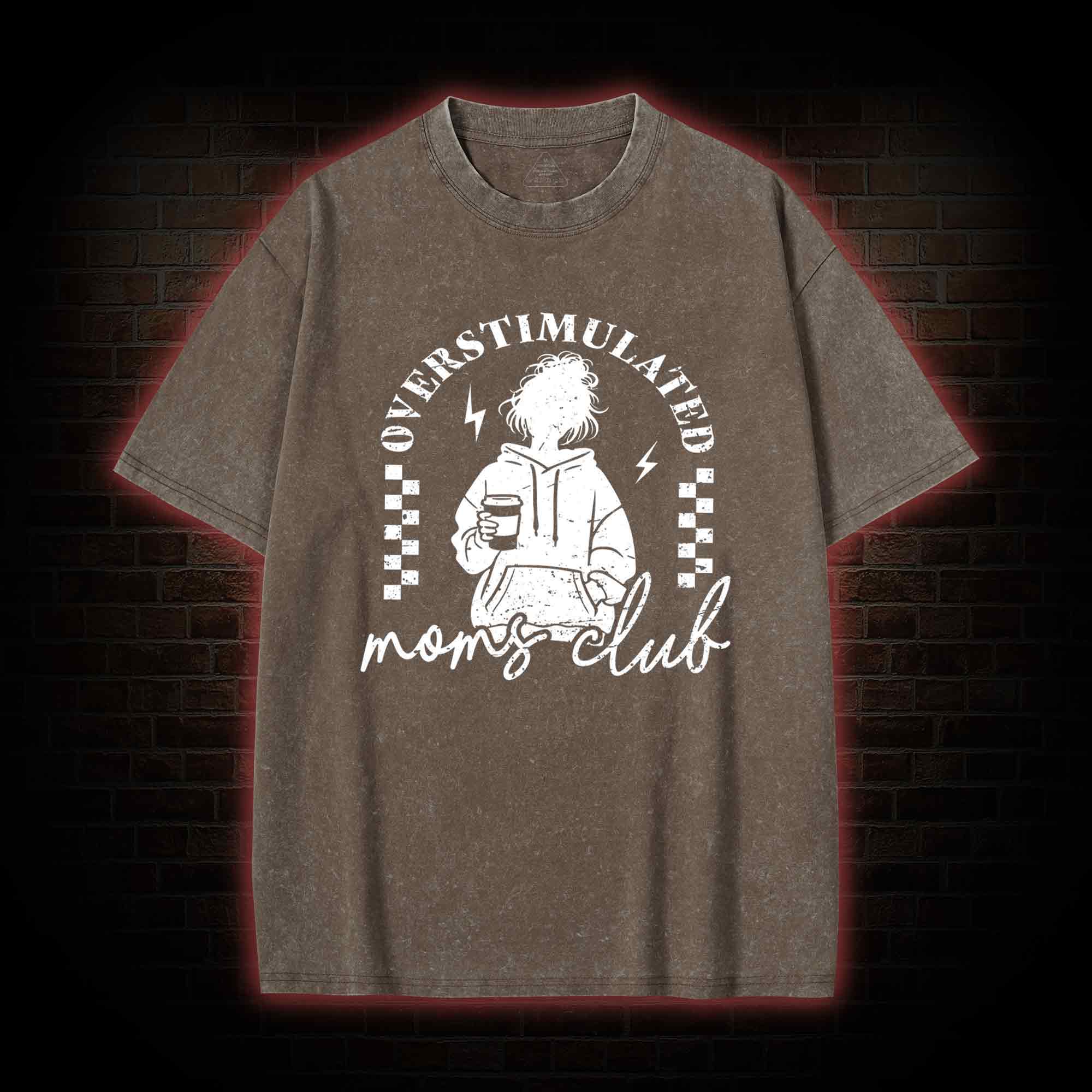 Coffee Loving Tired Mom Washed T-shirt