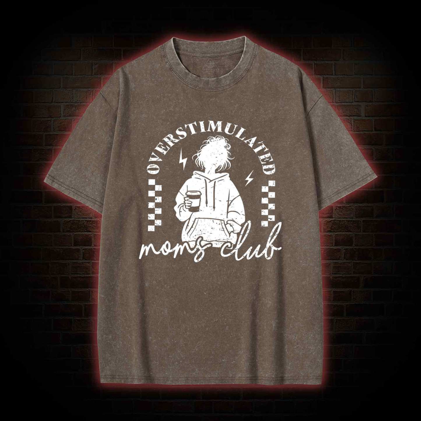 Coffee Loving Tired Mom Washed T-shirt