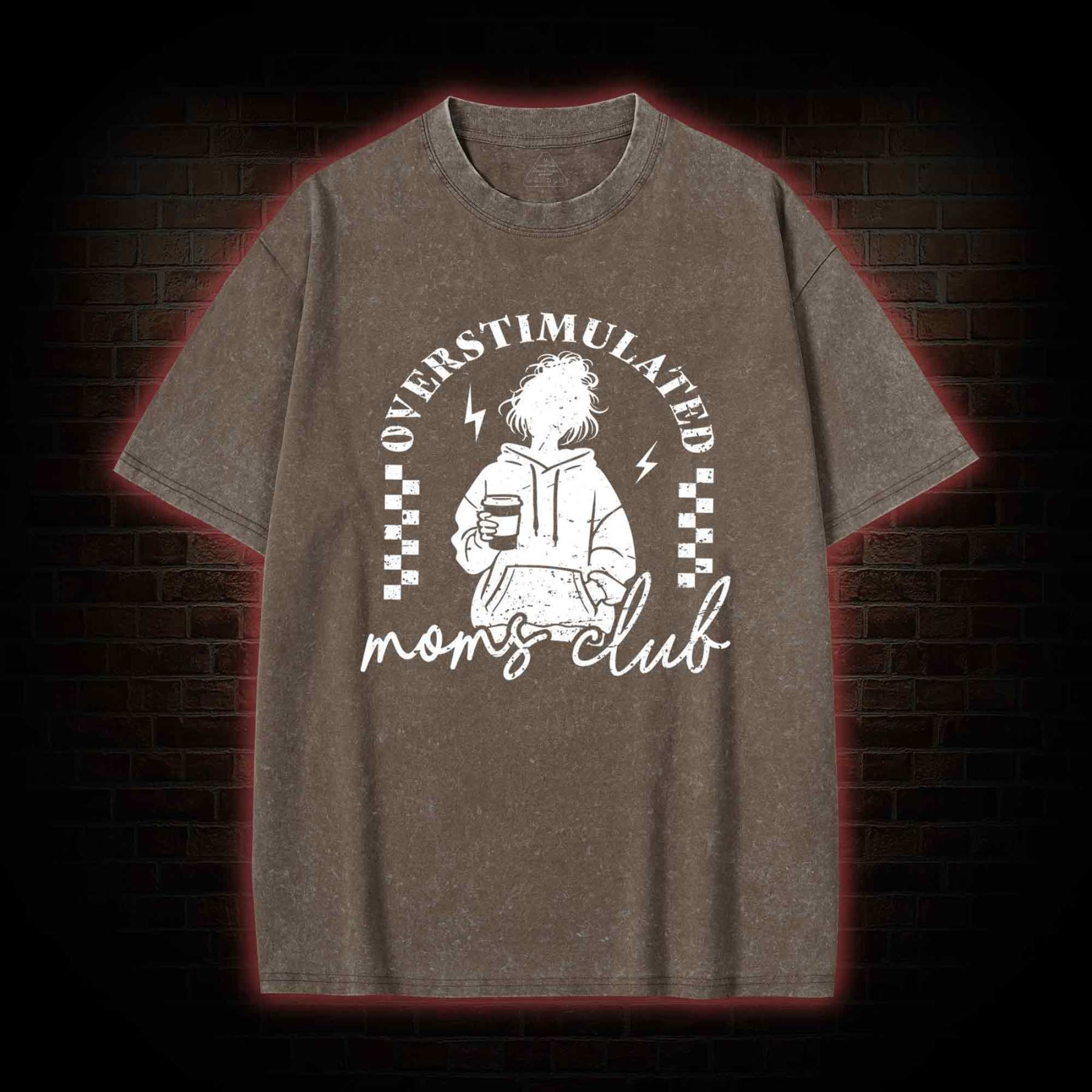 Coffee Loving Tired Mom Washed T-shirt