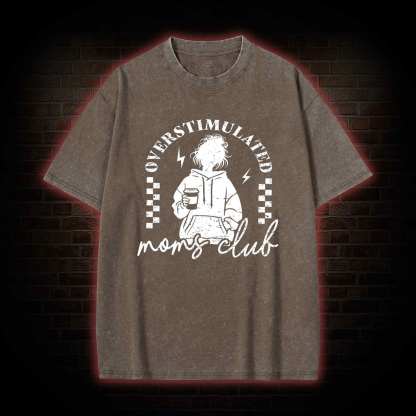 Coffee Loving Tired Mom Washed T-shirt