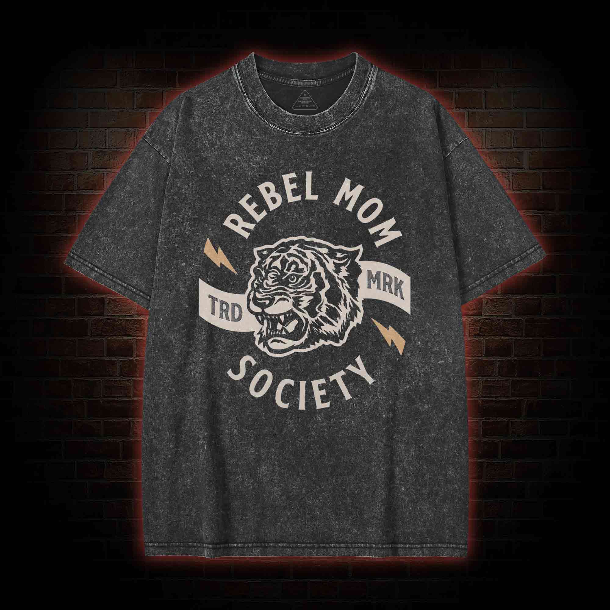 Rebel Mom Society Tiger  Washed T-shirt