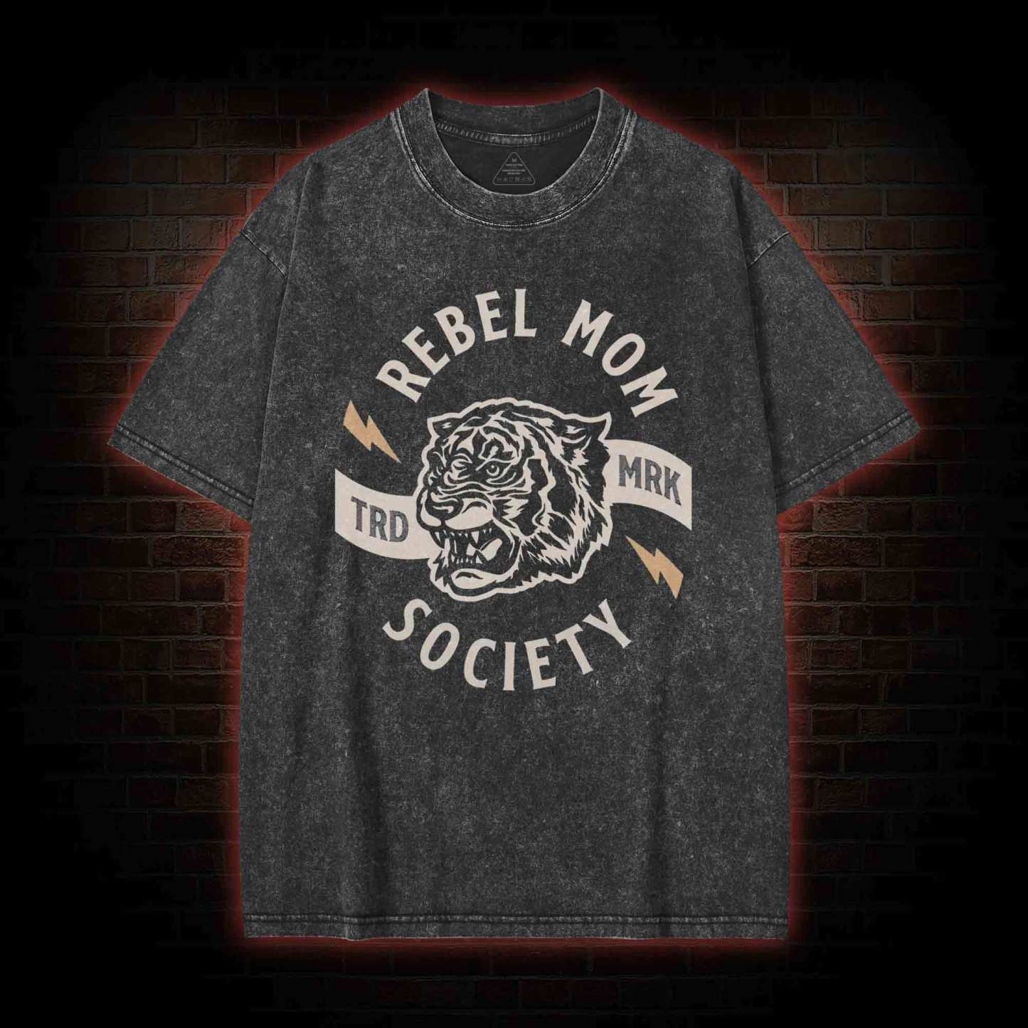 Rebel Mom Society Tiger  Washed T-shirt
