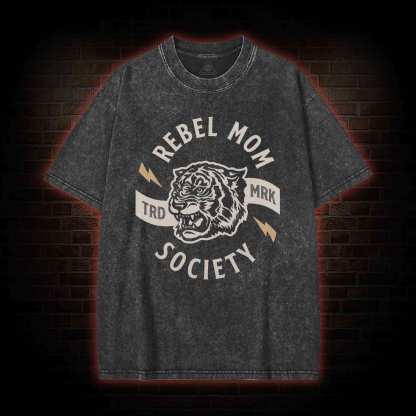 Rebel Mom Society Tiger  Washed T-shirt