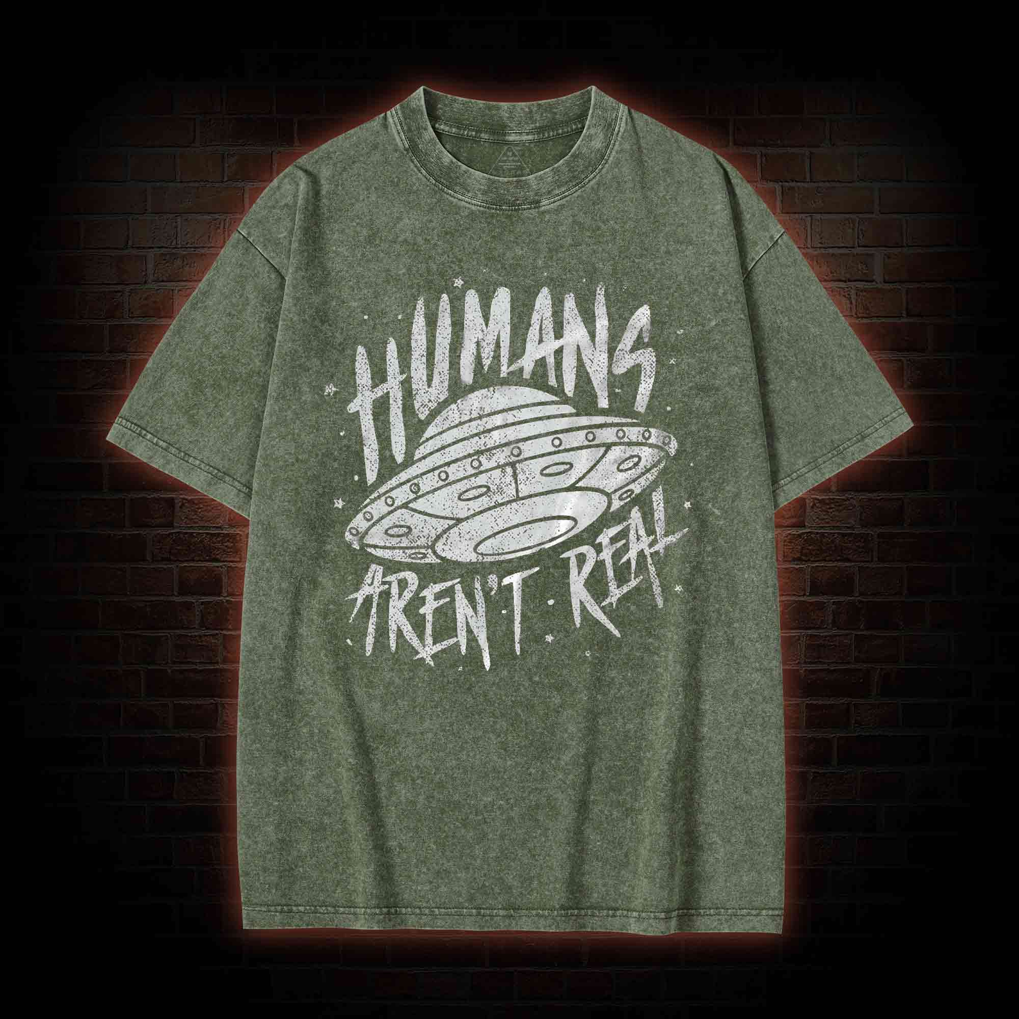 Humans aren't Real Washed T-shirt