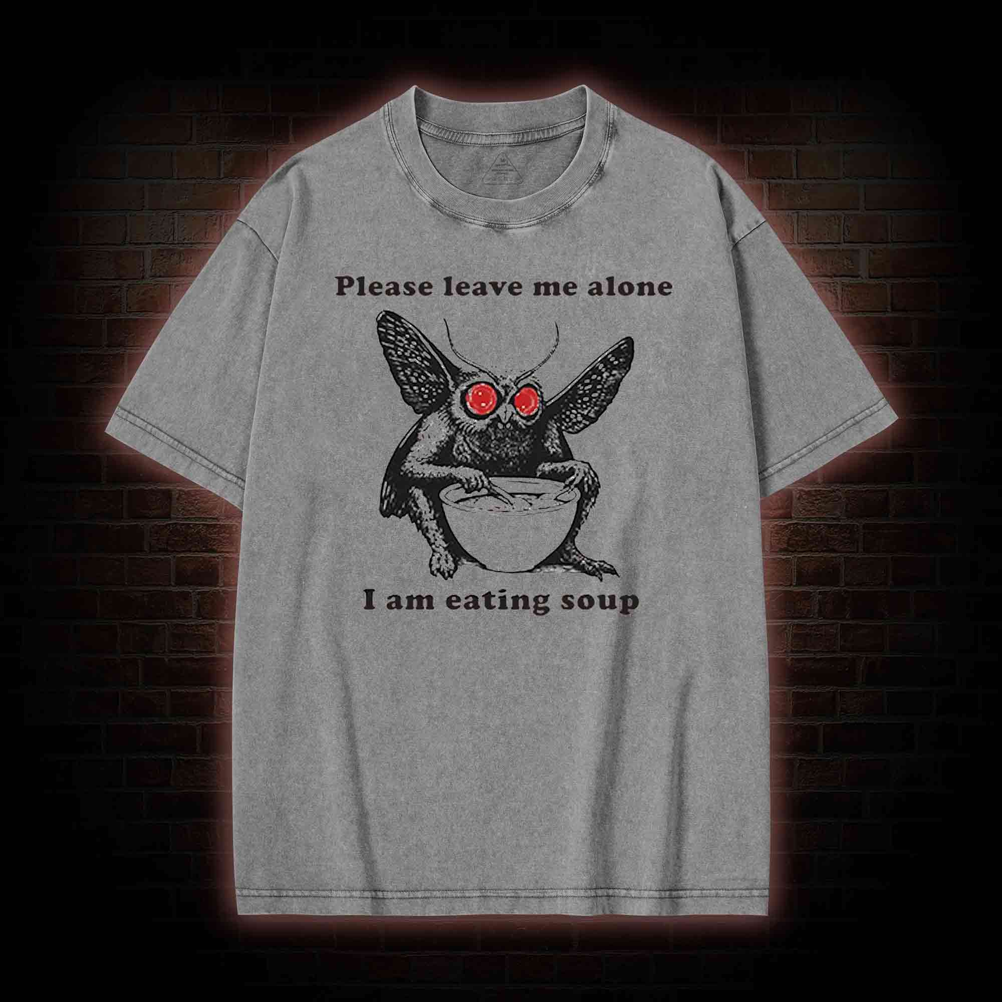 Mothman Eating Soup Washed T-shirt