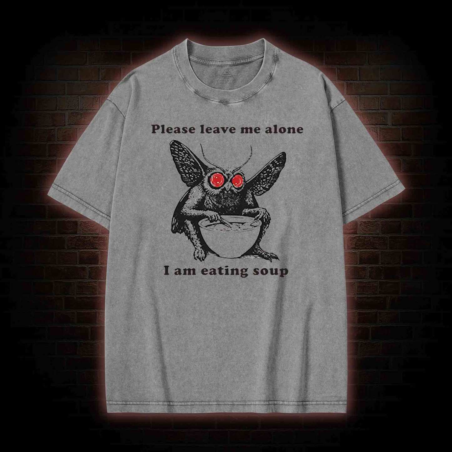 Mothman Eating Soup Washed T-shirt