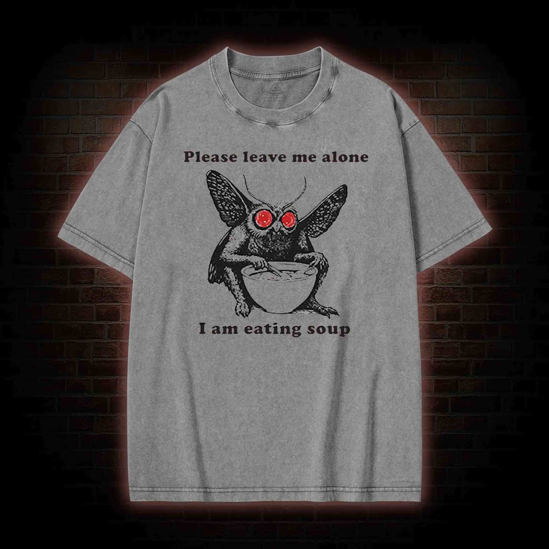Mothman Eating Soup Washed T-shirt