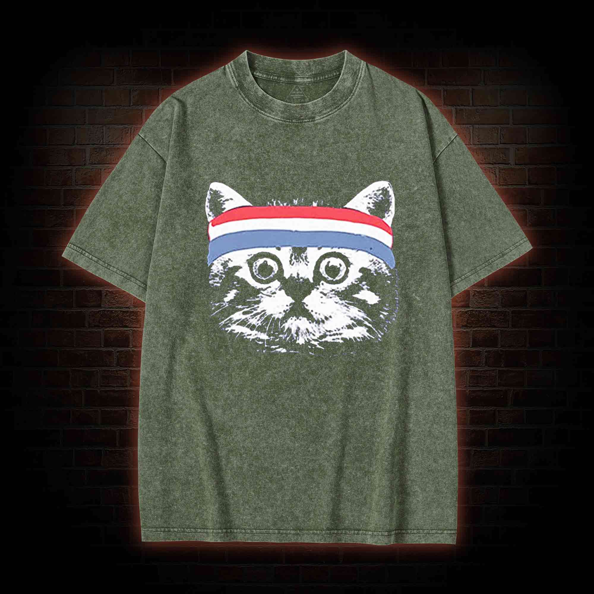 Cat Headband Washed T-shirt
