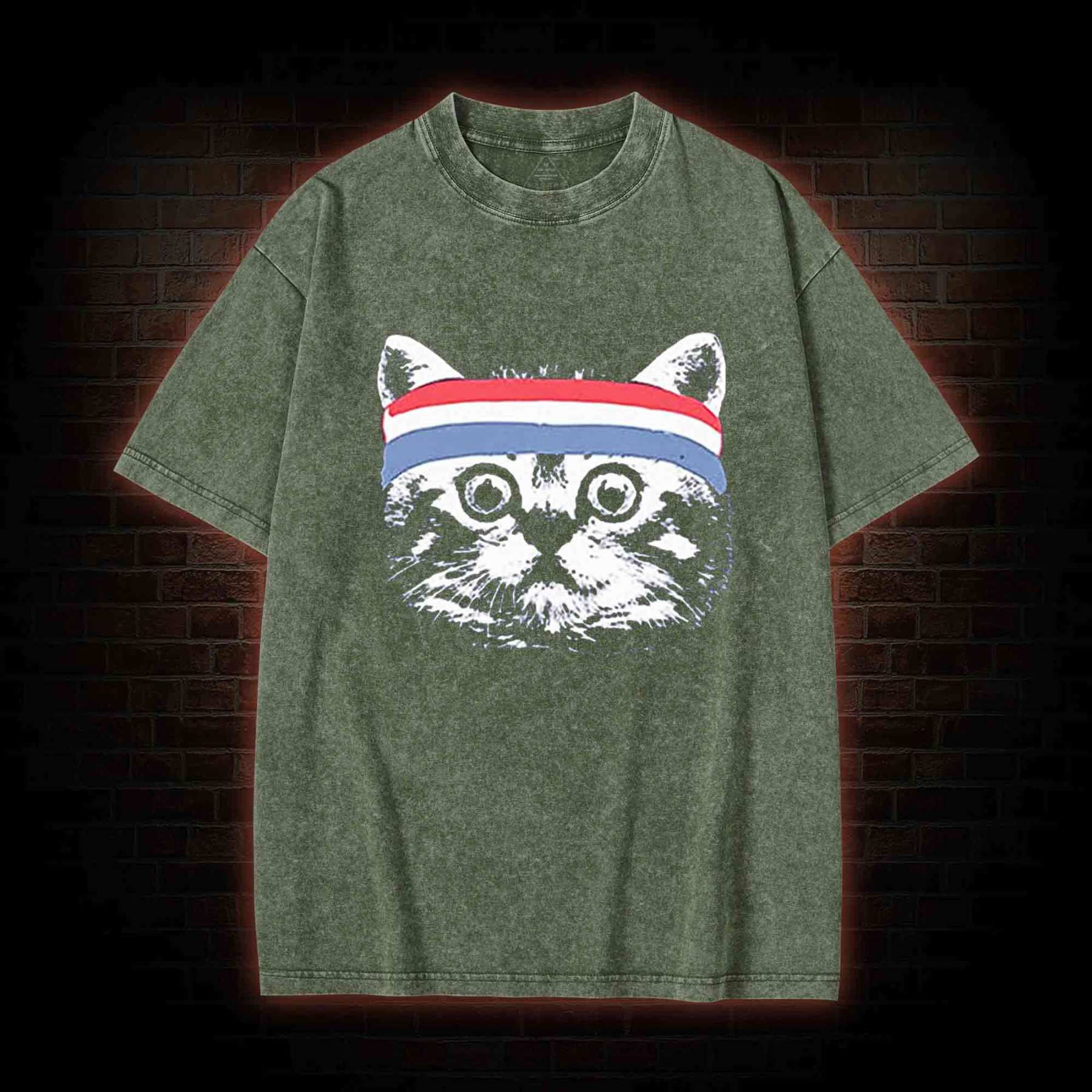 Cat Headband Washed T-shirt