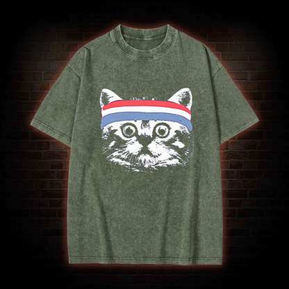 Cat Headband Washed T-shirt