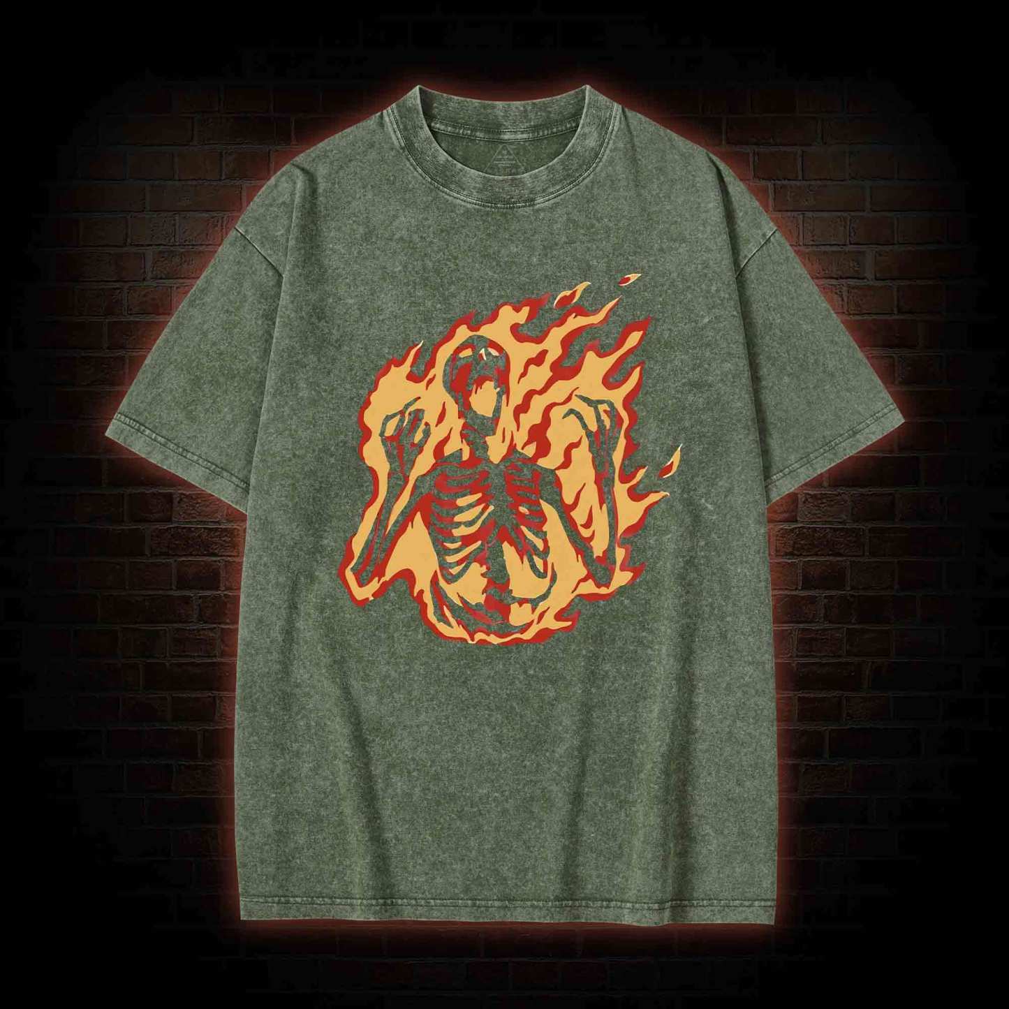 Burning Skeleton Washed T-shirt