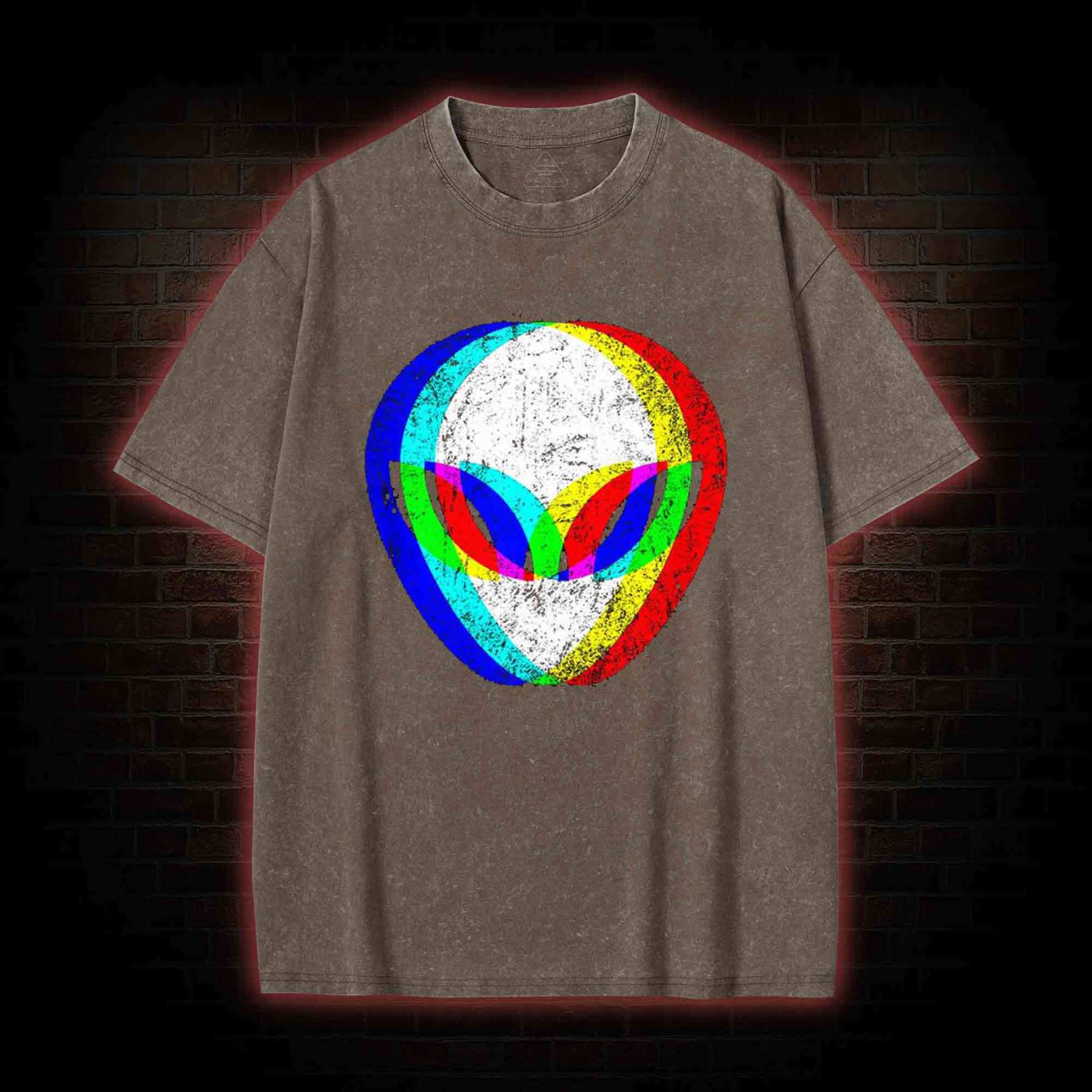 Alien Head Trippy Washed T-shirt