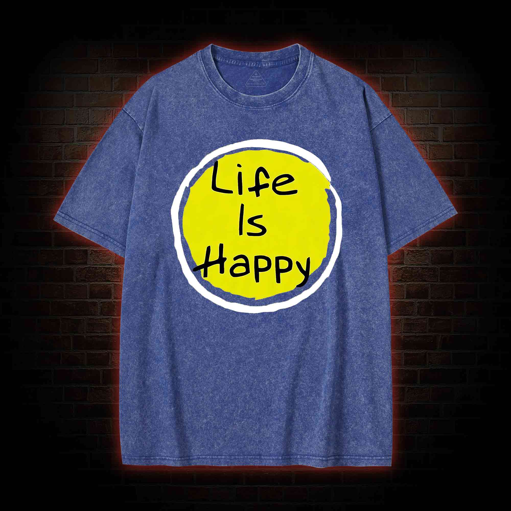 Life is Happy Washed T-shirt