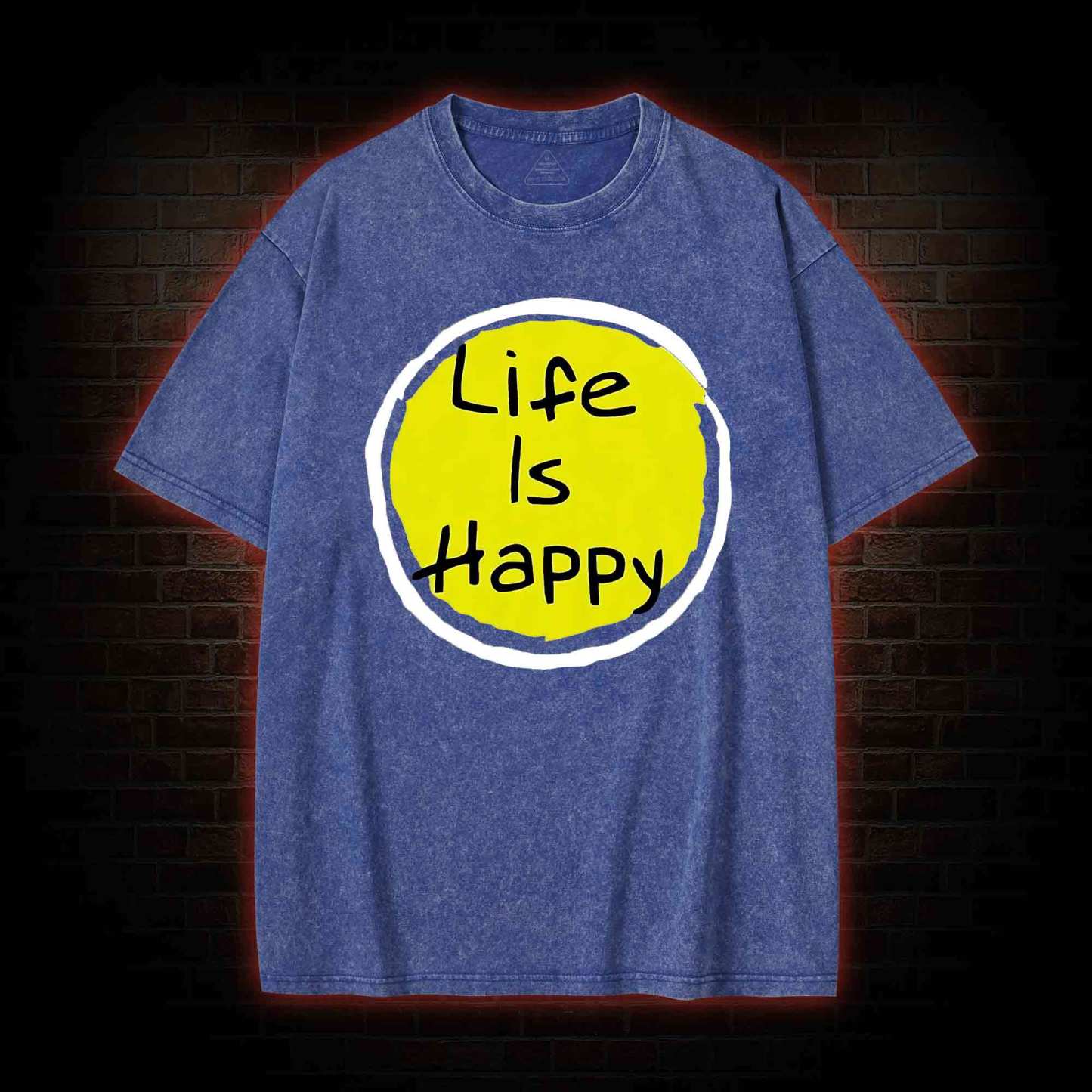 Life is Happy Washed T-shirt
