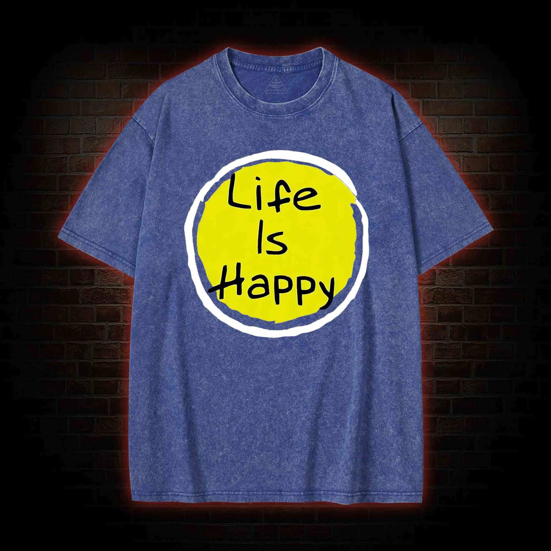 Life is Happy Washed T-shirt