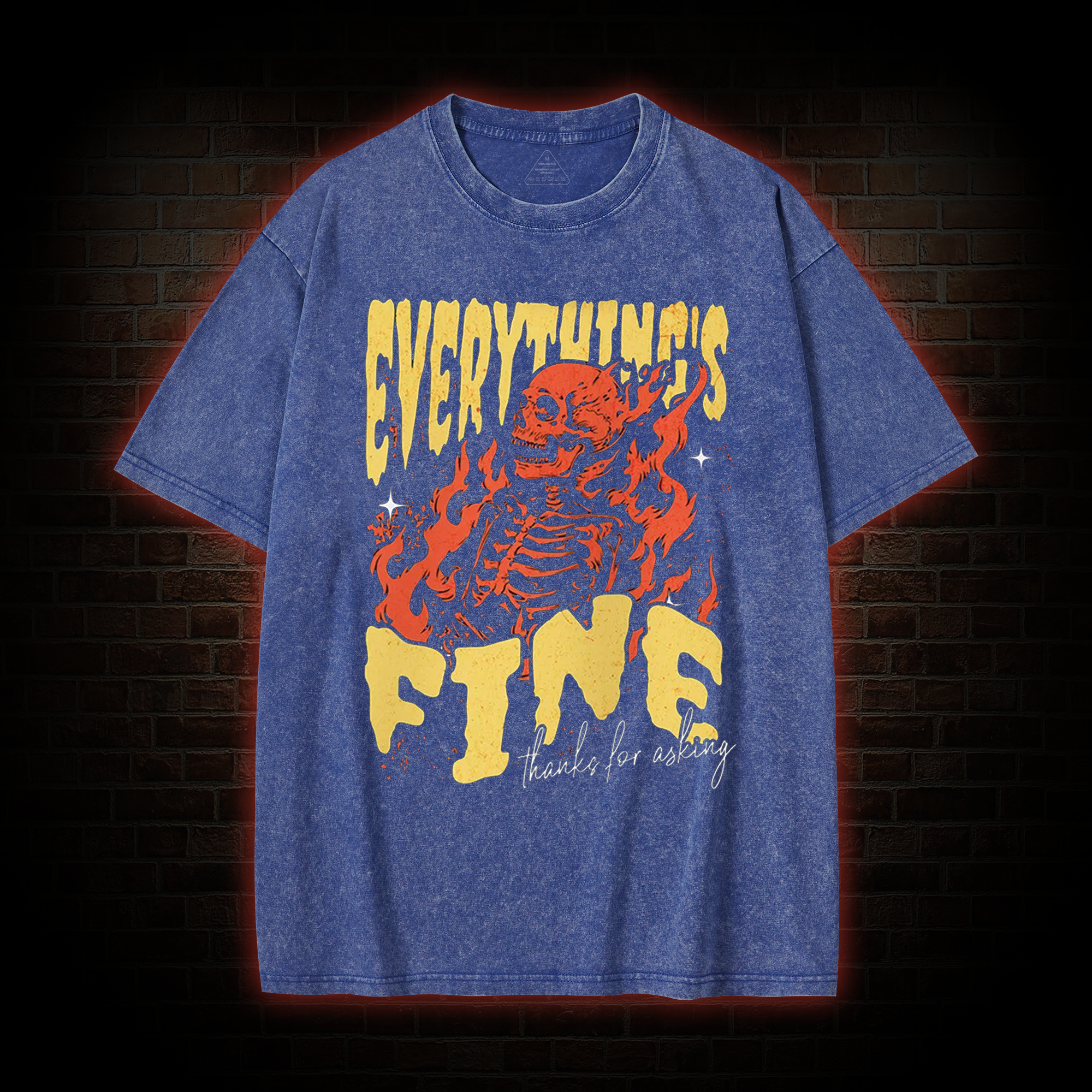 Everything's Fine Skeleton Washed T-shirt