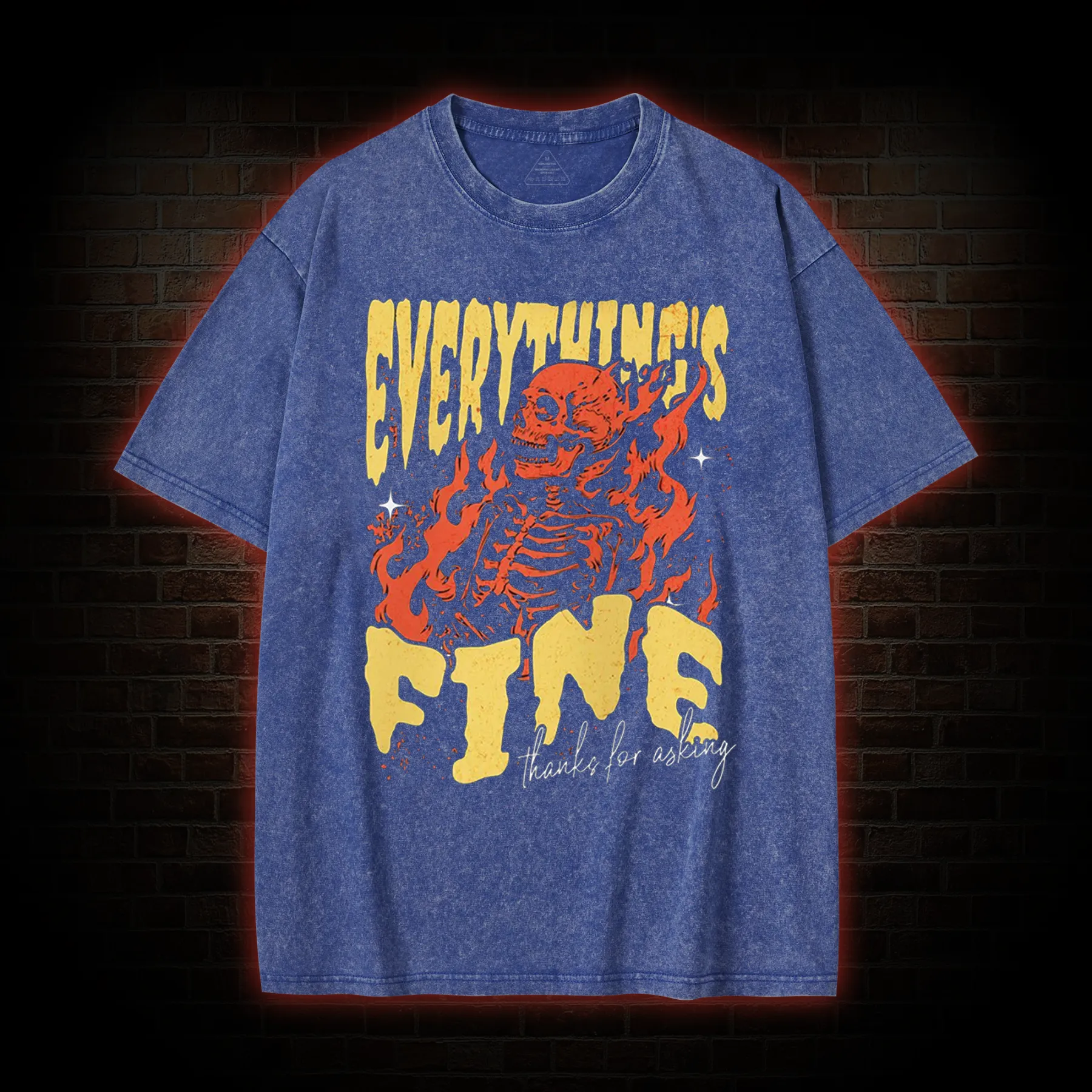 Everything's Fine Skeleton Washed T-shirt