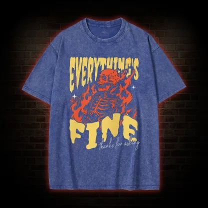 Everything's Fine Skeleton Washed T-shirt
