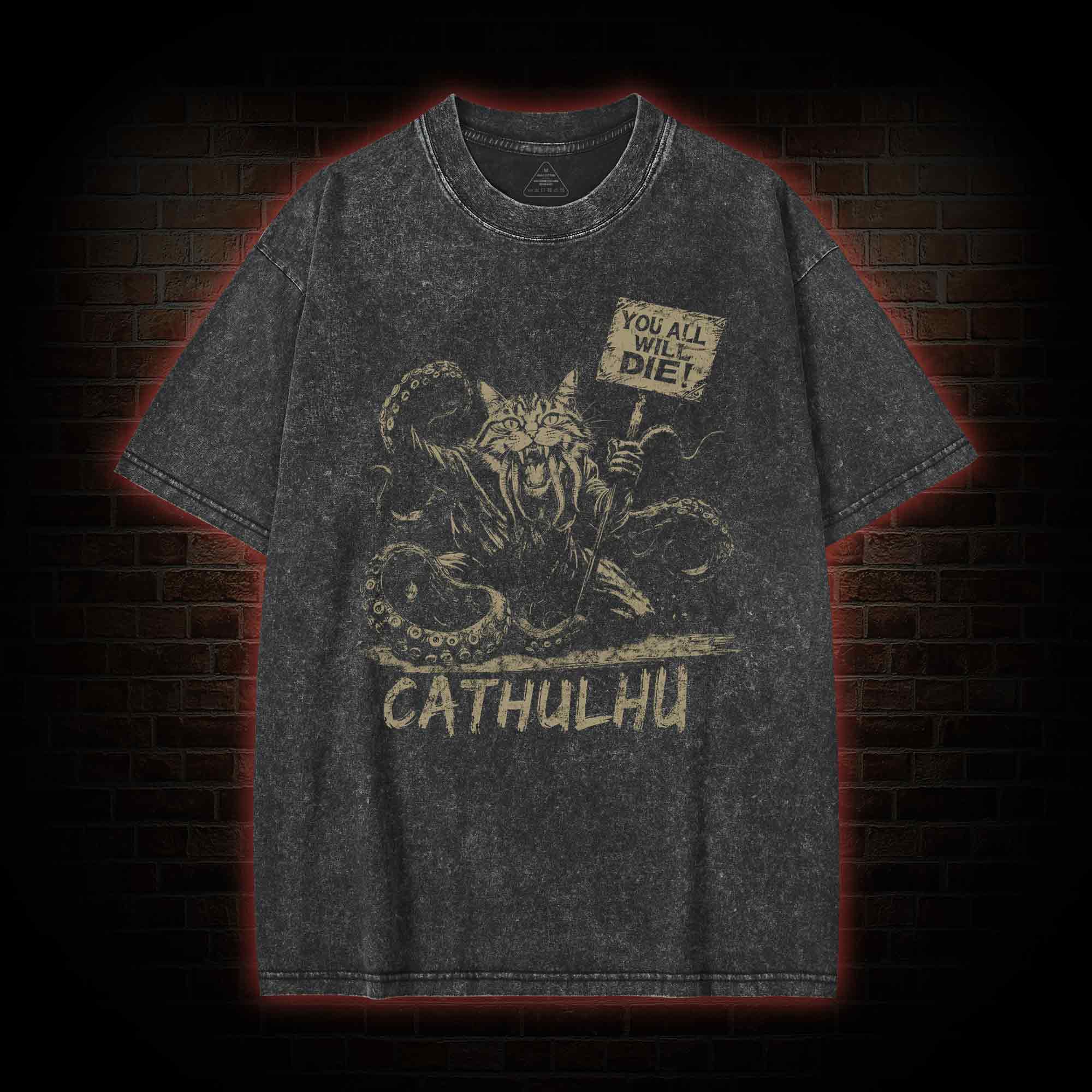Cathulhu Retro Washed T-shirt