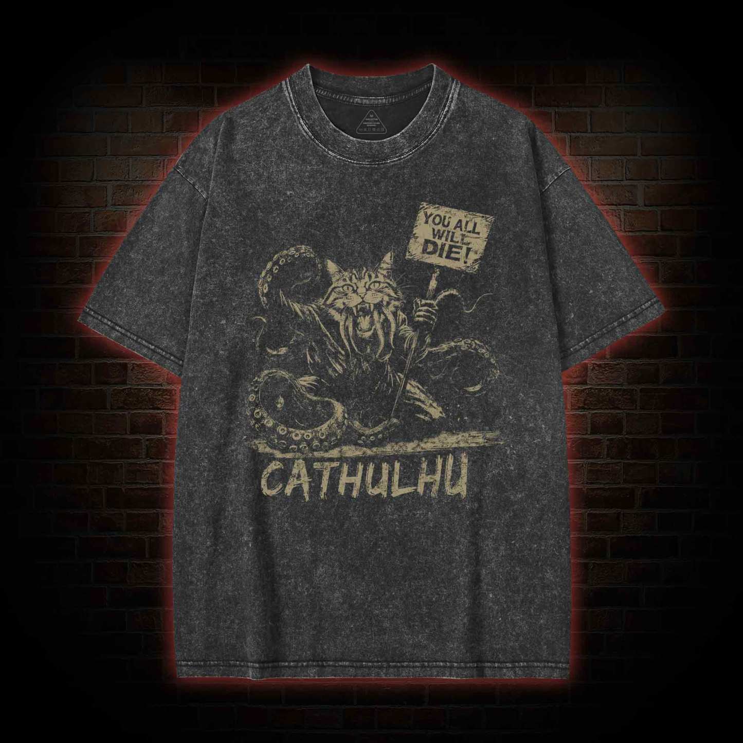 Cathulhu Retro Washed T-shirt