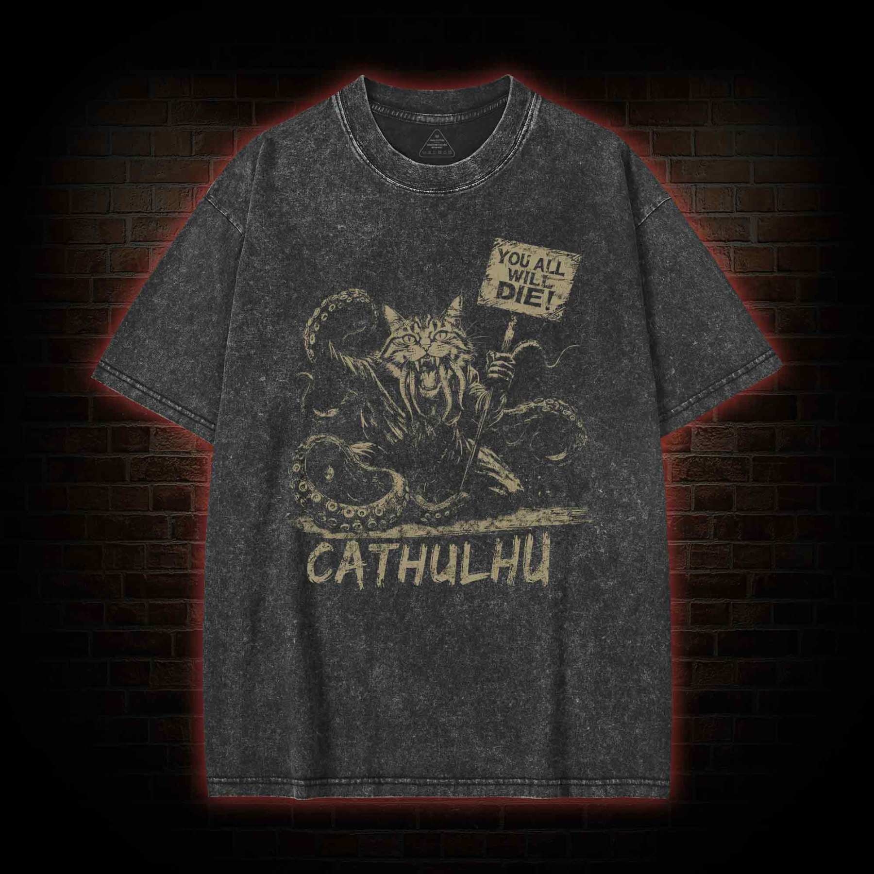 Cathulhu Retro Washed T-shirt
