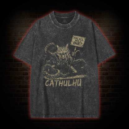 Cathulhu Retro Washed T-shirt