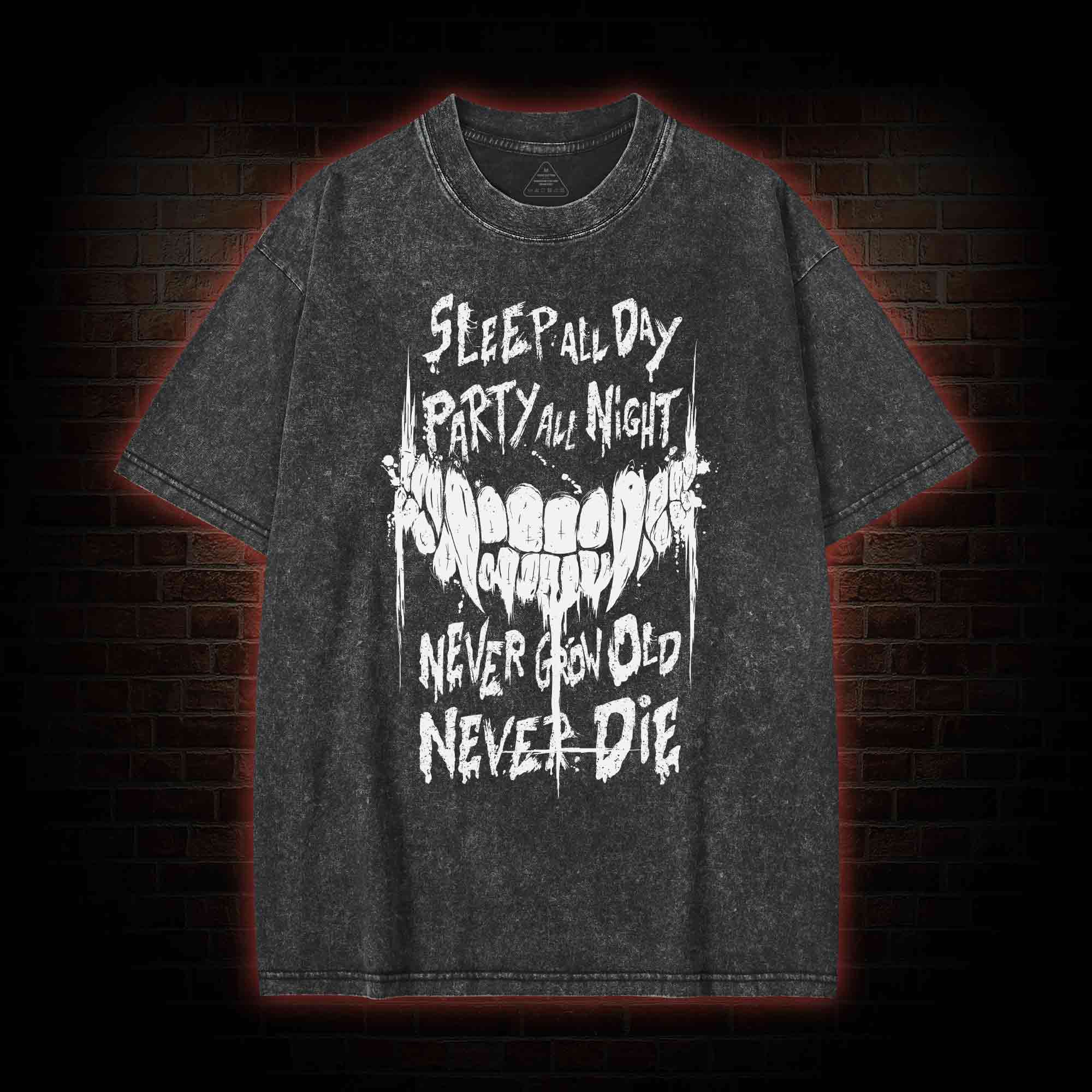 Never Grow Old Never Die Washed T-shirt