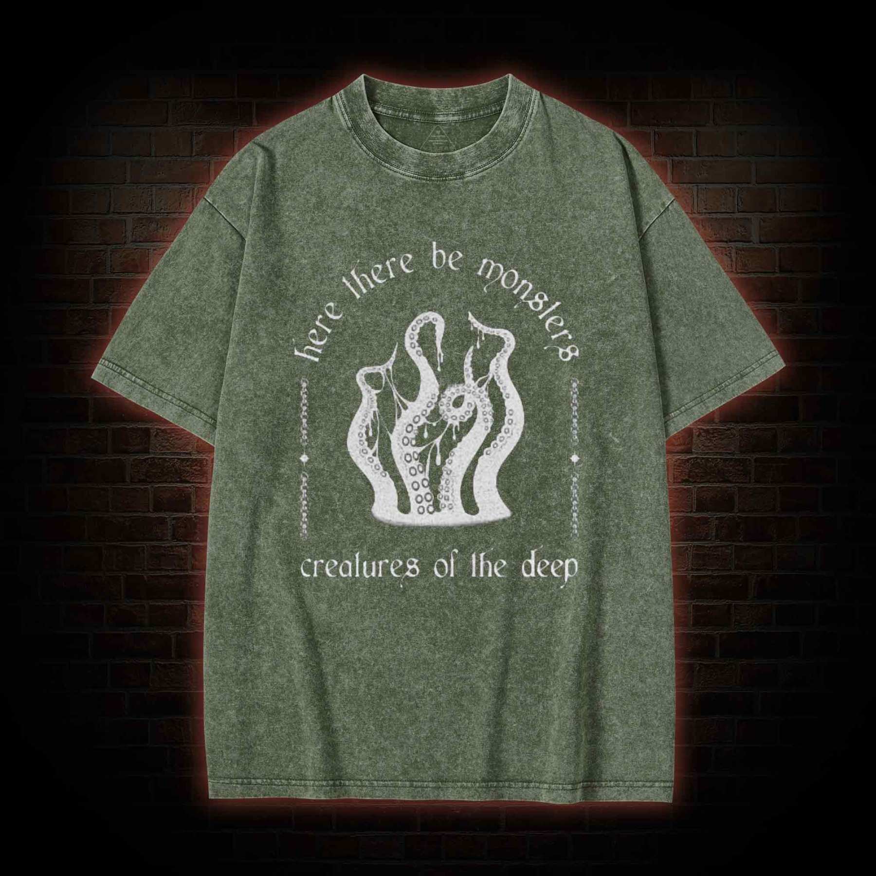 Here There be Monsters Washed T-shirt