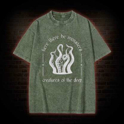 Here There be Monsters Washed T-shirt