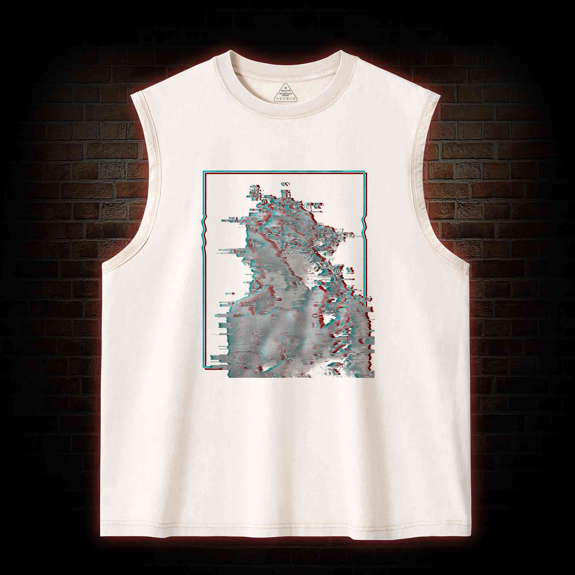 Vaporwave Glitch Washed Tank Top