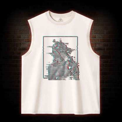 Vaporwave Glitch Washed Tank Top