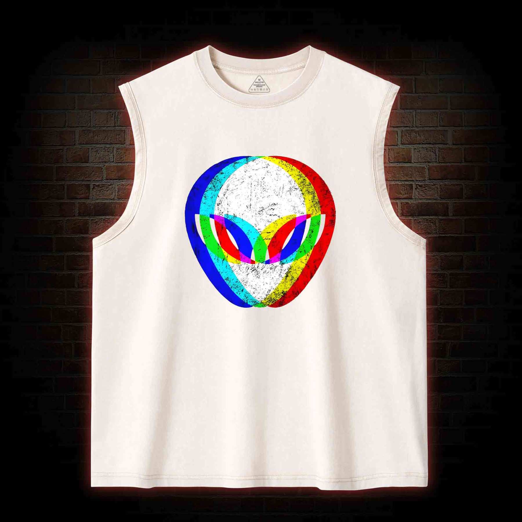 Alien Head Trippy Washed Tank Top