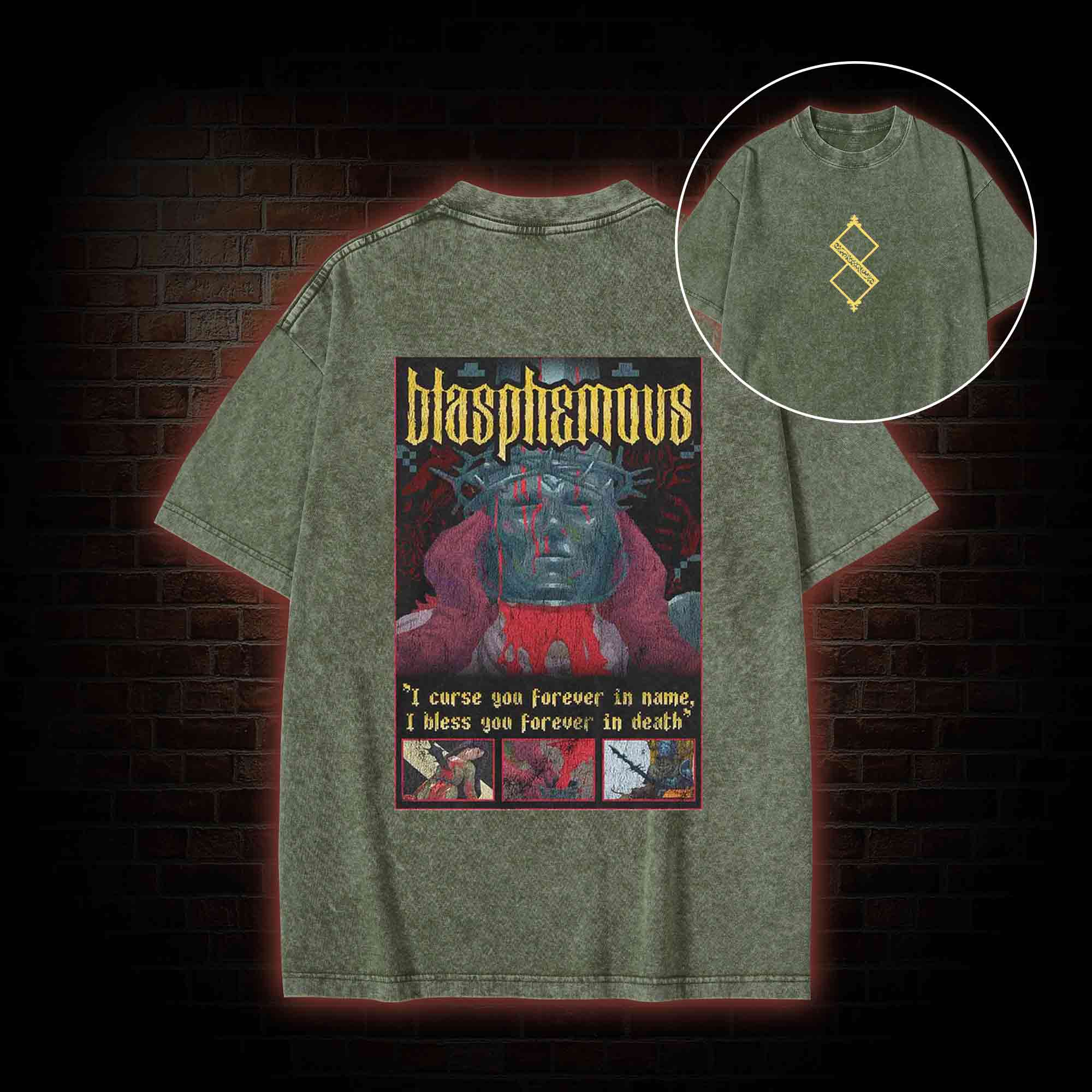 I Bless You Forever in Death Back Print Washed T-shirt