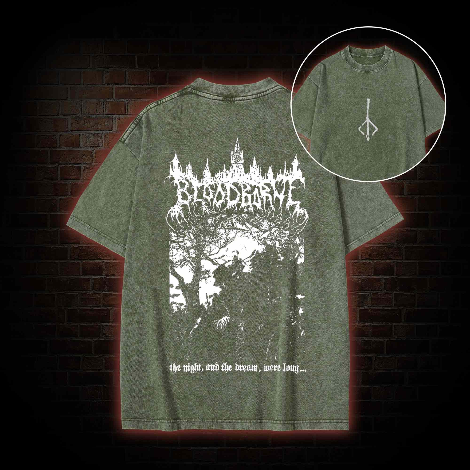 The Night and The Dream were Long Back Print Washed T-shirt