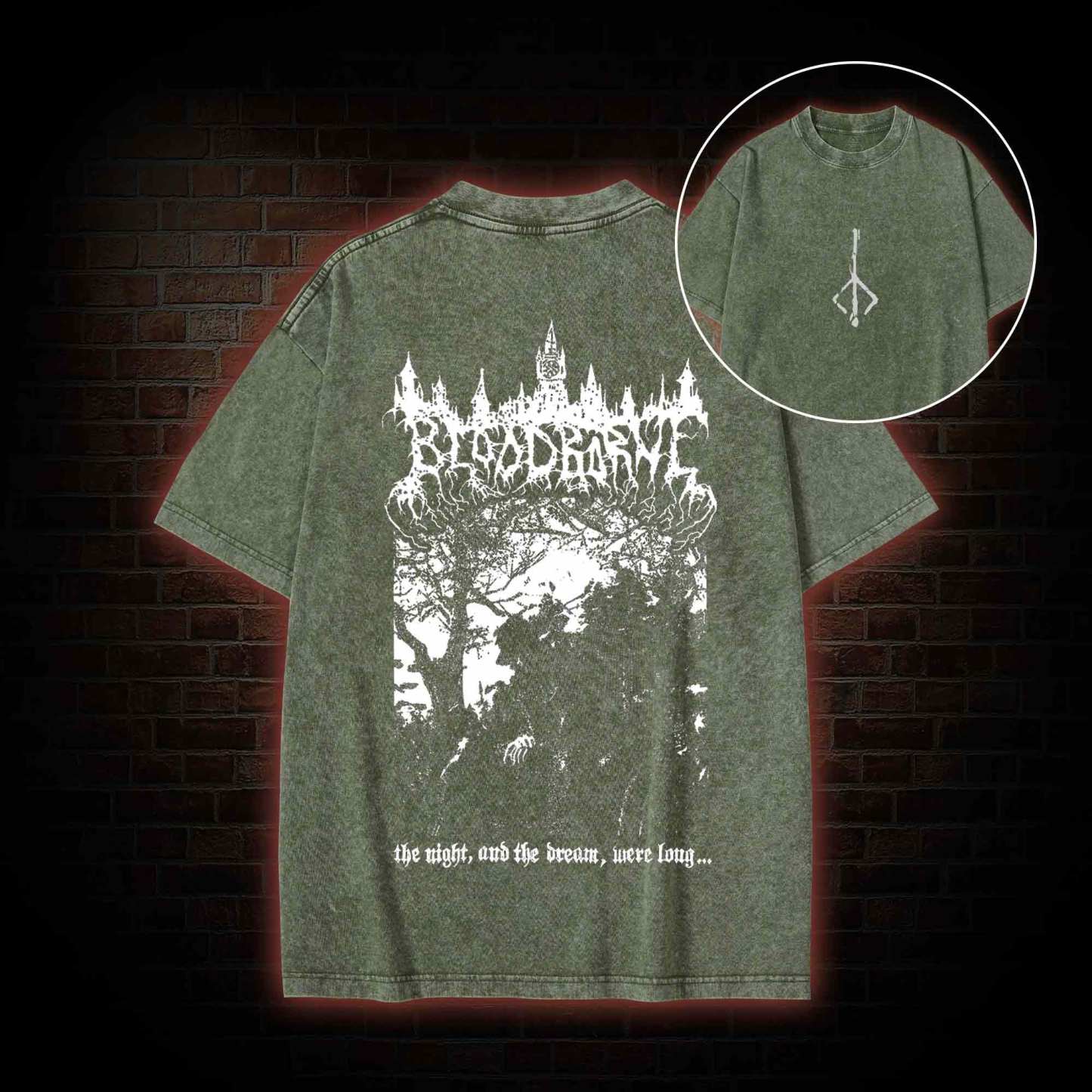 The Night and The Dream were Long Back Print Washed T-shirt