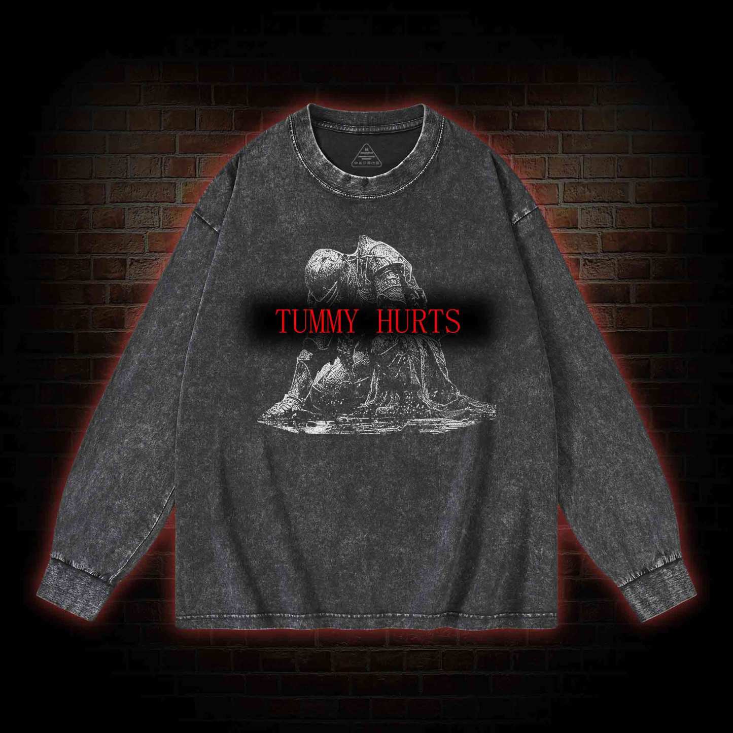 Retro Tummy Hurts Washed Long-Sleeve T-shirt