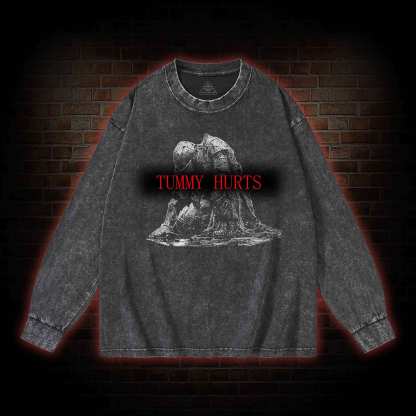 Retro Tummy Hurts Washed Long-Sleeve T-shirt