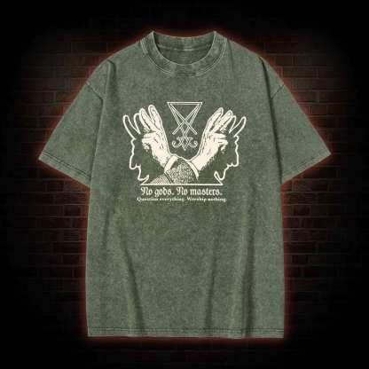 No Gods No Masters Sigil of Lucifer Washed T-shirt