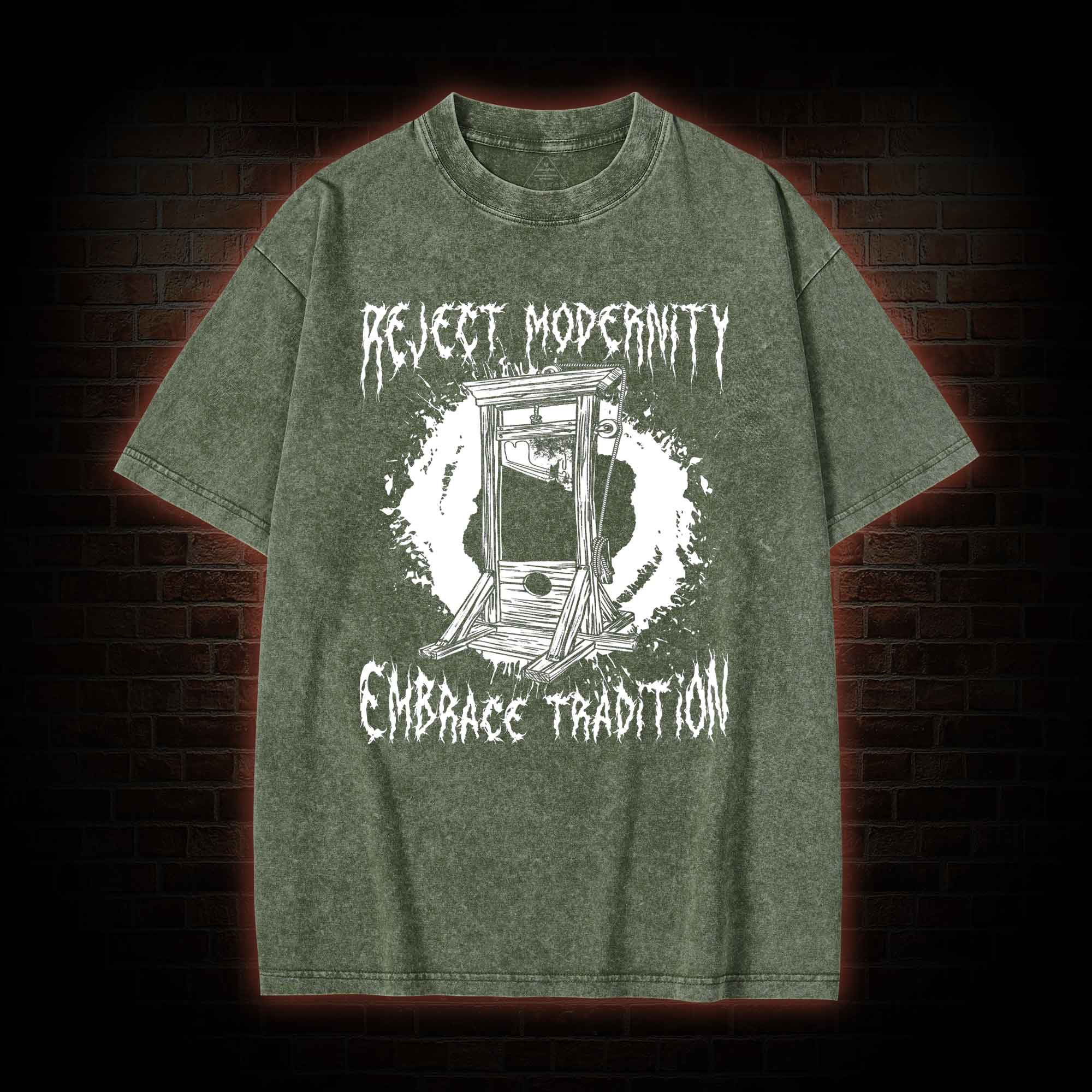 Reject Modernity Embrace Guillotine Washed T-shirt