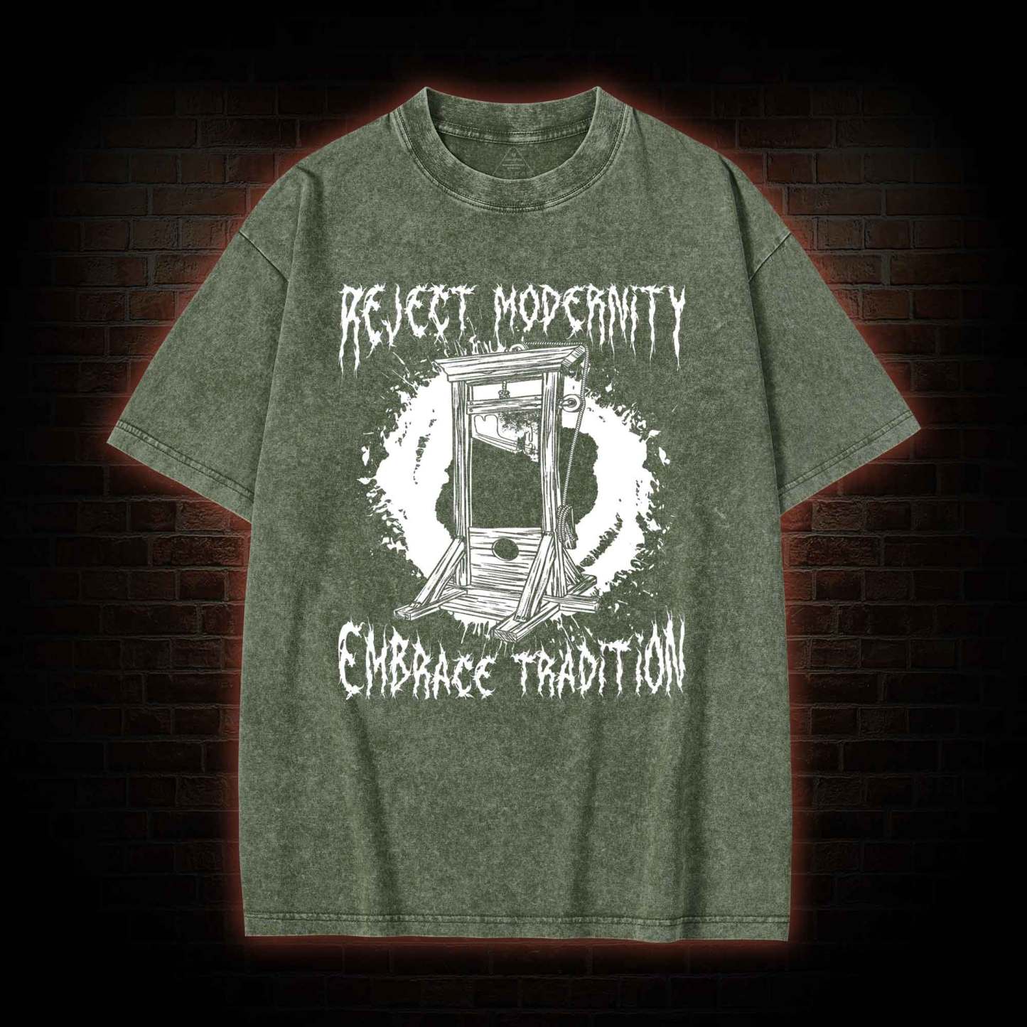 Reject Modernity Embrace Guillotine Washed T-shirt