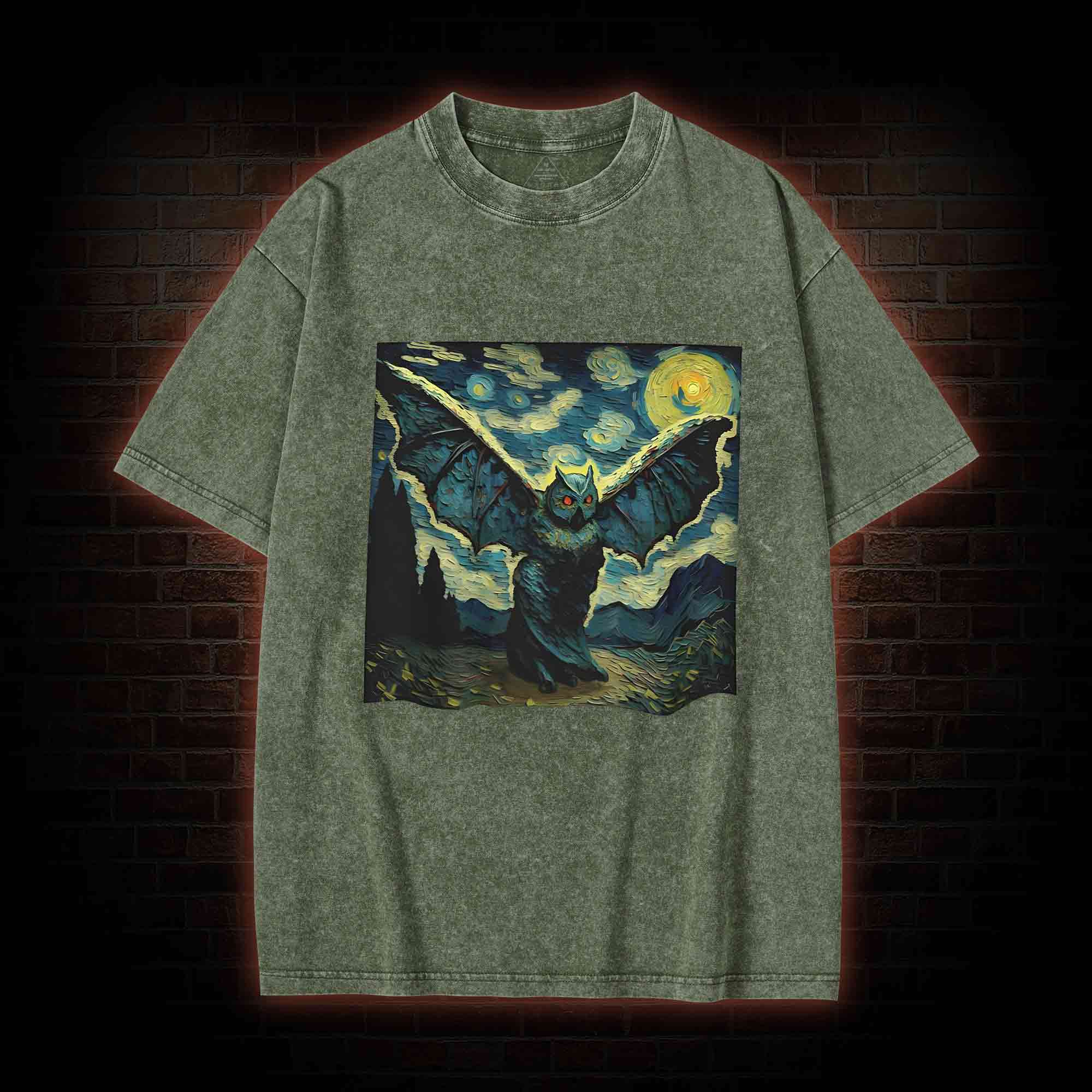 Horror Mothman Washed T-shirt
