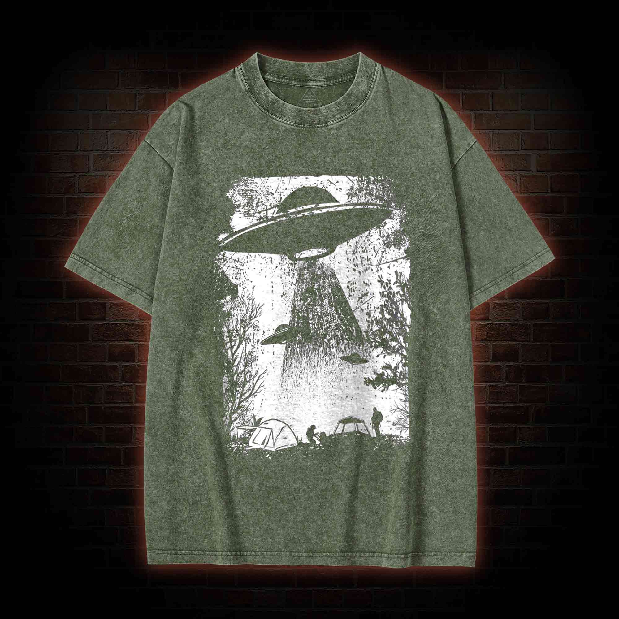 UFO Abduction Washed T-shirt