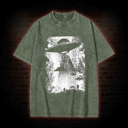 UFO Abduction Washed T-shirt