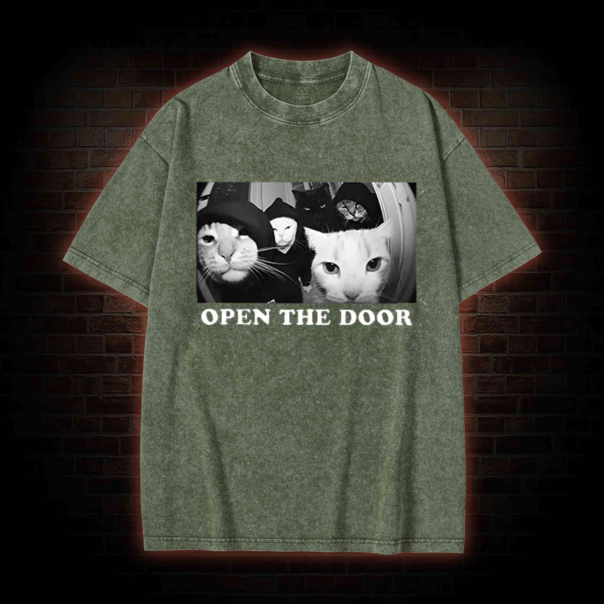 Cats Open Door Washed T-shirt