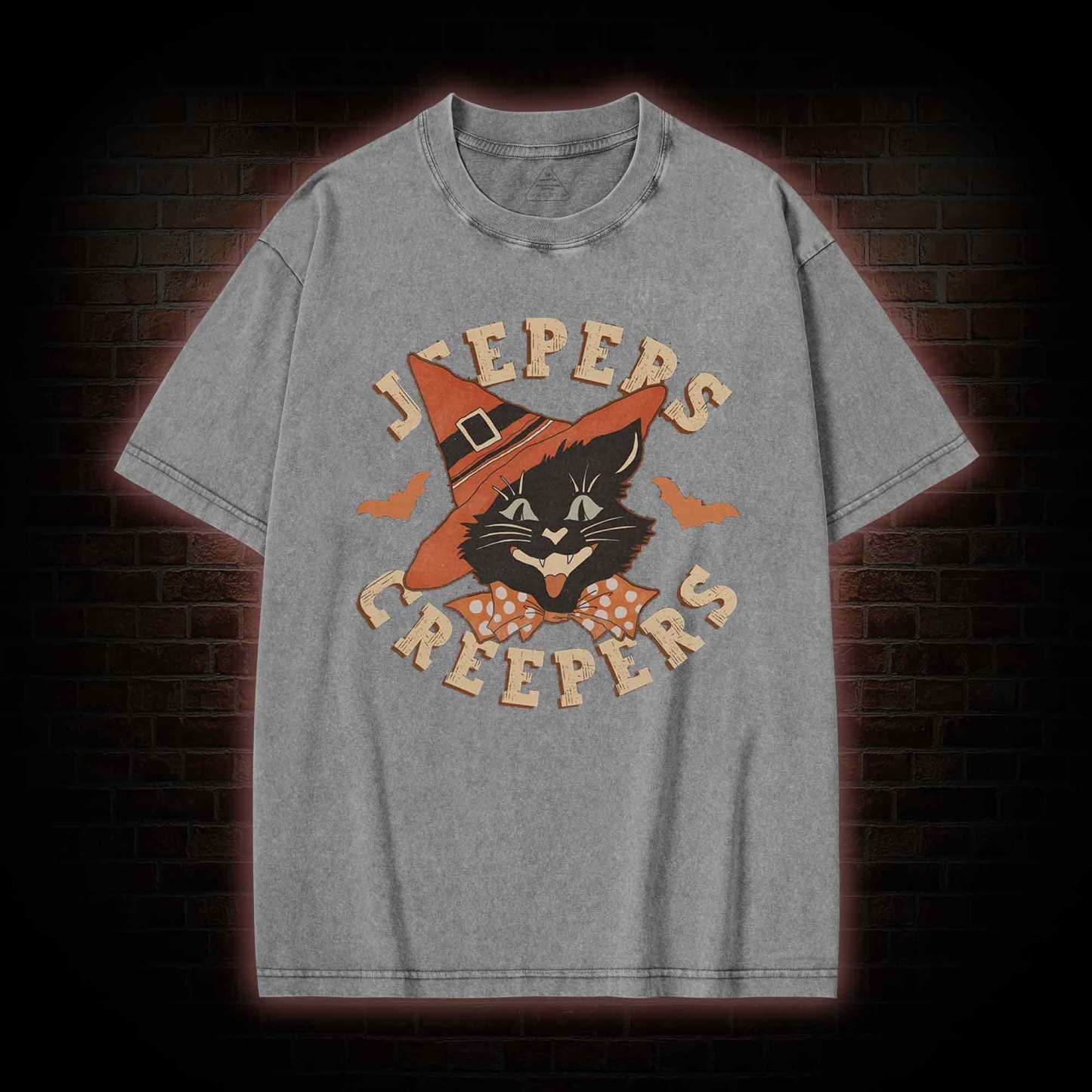 Halloween Black Cat Washed T-shirt